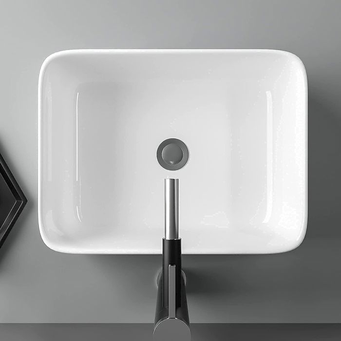 Lavabo rectangular moderno de cerámica, lavabo de baño, lavabo blanco, 400x300x135 mm