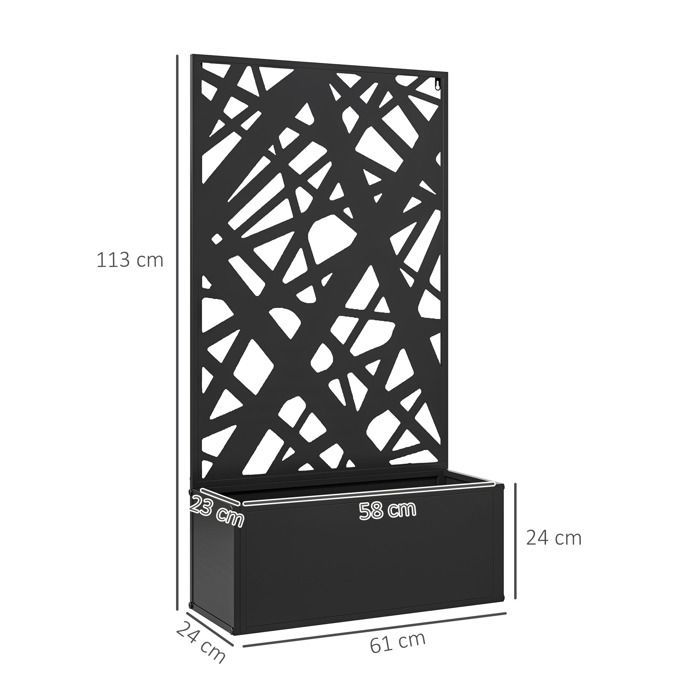 Jardinière avec brise-vue paravent treillis - Outsunny - bac à Fleurs - dim. 61L x 23l x 113H cm