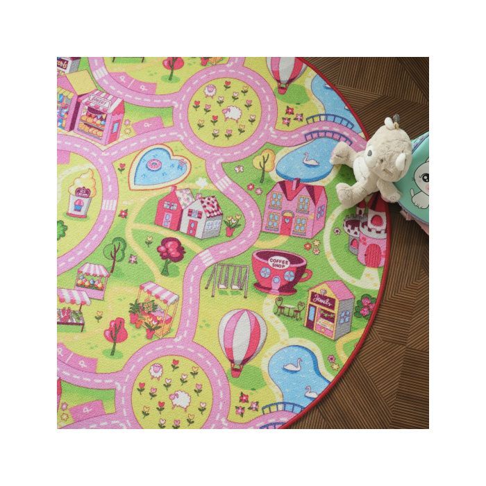 Tapis rond de jeu enfant - Circuit de voiture - Shopping - Ø 150 cm