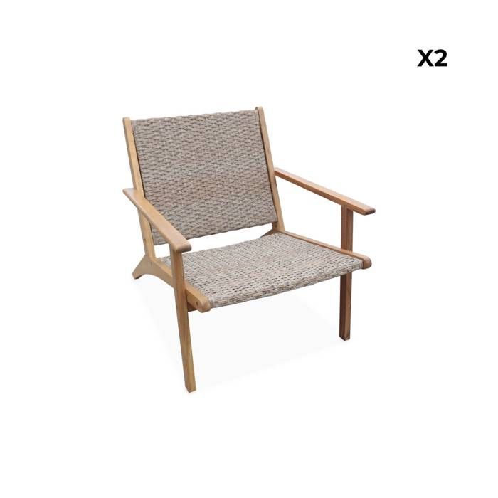 Poltrona reclinabile in legno di acacia e resina (set da 2) BELIZE X2