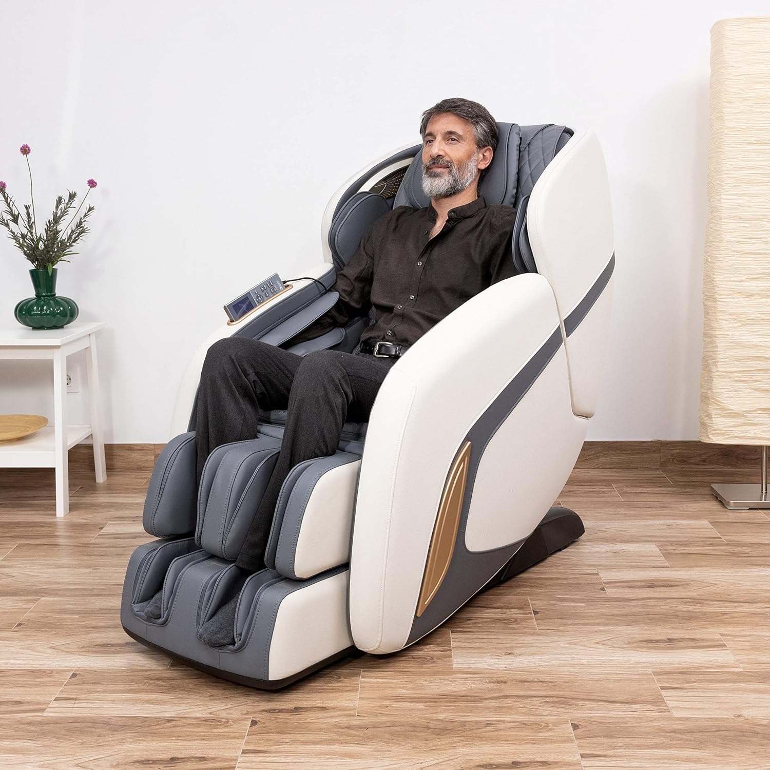 GLOBÁLNÍ RELAX | KENSHO® Plus | Modrošedé masážní křeslo | 7 programů | Terapie tlakem vzduchu, reflexologie chodidel, termoterapie zad, gravitace a nulový prostor | 3D prostorový zvuk | Bluetooth