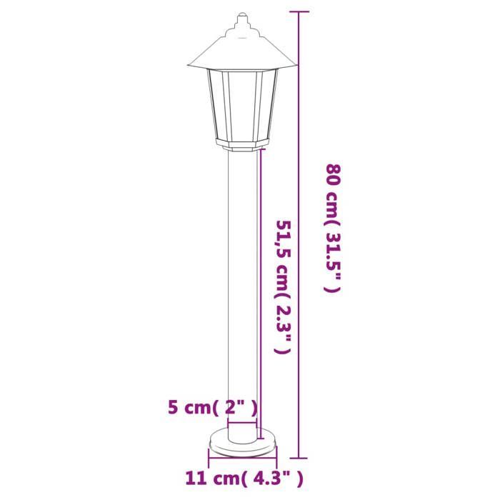 Lampade da terra per esterni, 3 pezzi, 80 cm, acciaio inox nero, 02_0042553