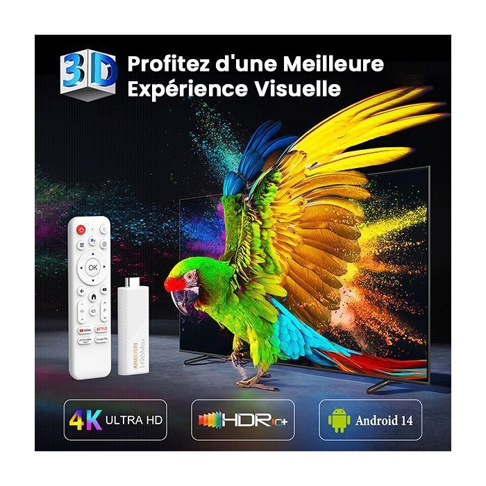 AIMIUVEI Android TV Streaming Box - 4K UHD - Receptor HDMI - Assistente do Google integrado - Dolby Atmos