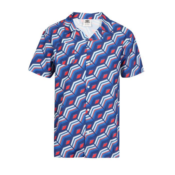 UMBRO T-shirt met korte mouwen - Blauw - Heren - Normale pasvorm - Overhemdkraag