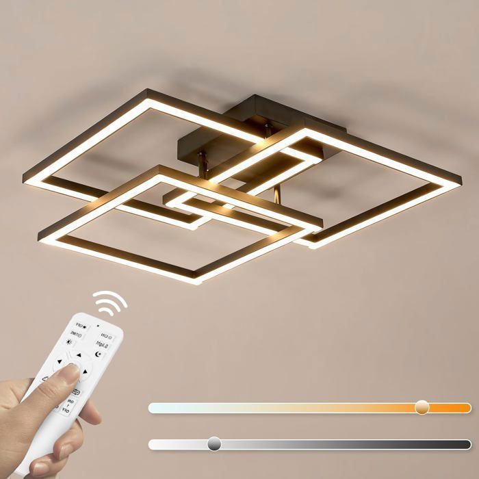 DORLINK Plafonnier LED Moderne 40W Noir – Dimmable – Luminaire Plafond pour Salon Chambre Cuisine Salle à Manger