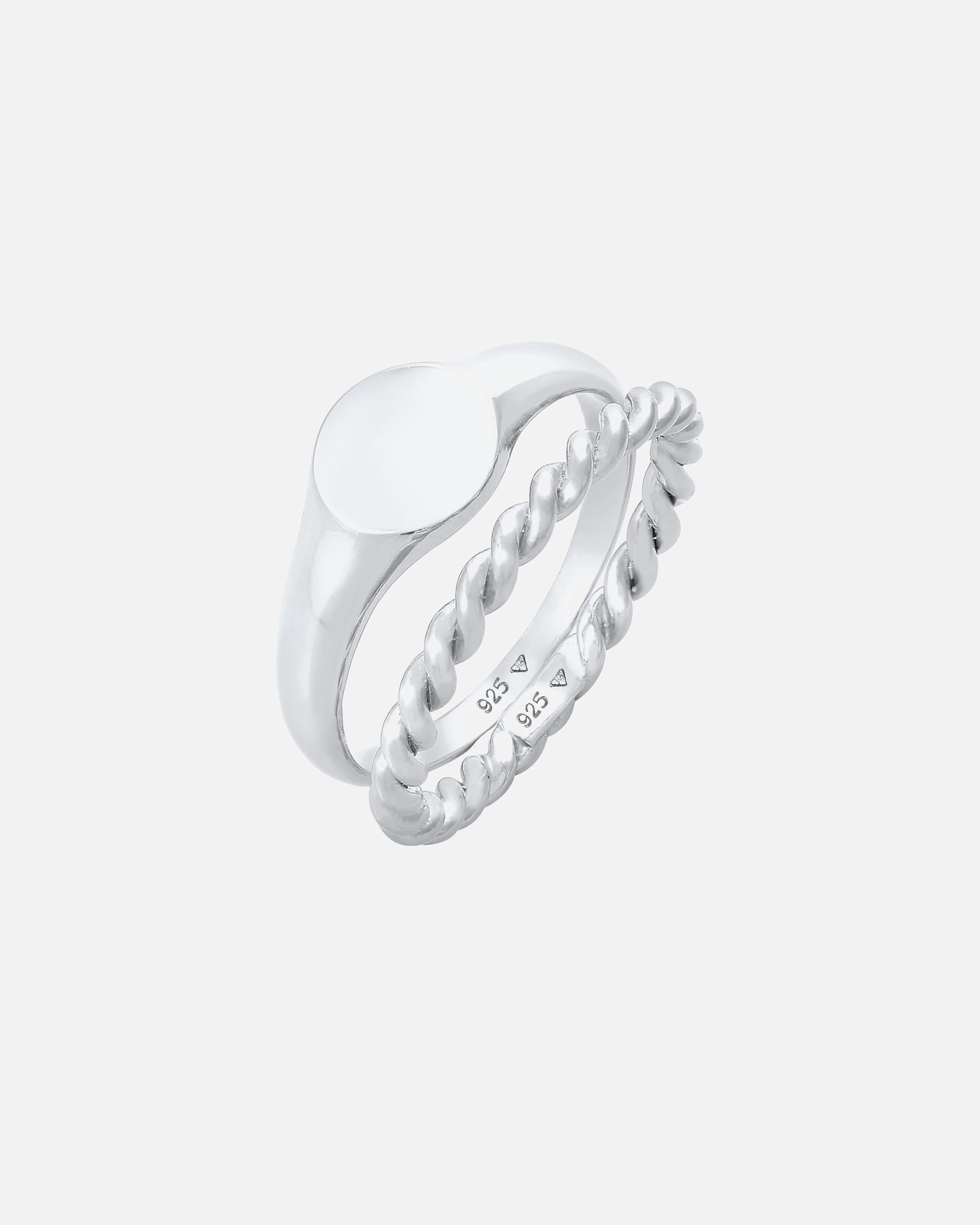 Elli Bague à chevalière pour dames Duo Basic Trend en argent 925