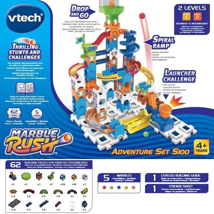 VTECH Marble Rush Adventure Set S100 - 61 pieces and 5 marbles included