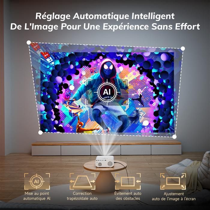 Vidéoprojecteur - ZOOMCAT - Smart 4K - Full HD 1080p natif - Netflix certifié - WiFi Bluetooth 5.2