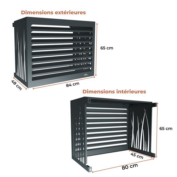 DECOAIRCO - Cubierta metálica para unidad exterior de aire acondicionado - Cubierta para aire acondicionado, bomba de calor, protección de unidad exterior - Talla XS - Antracita