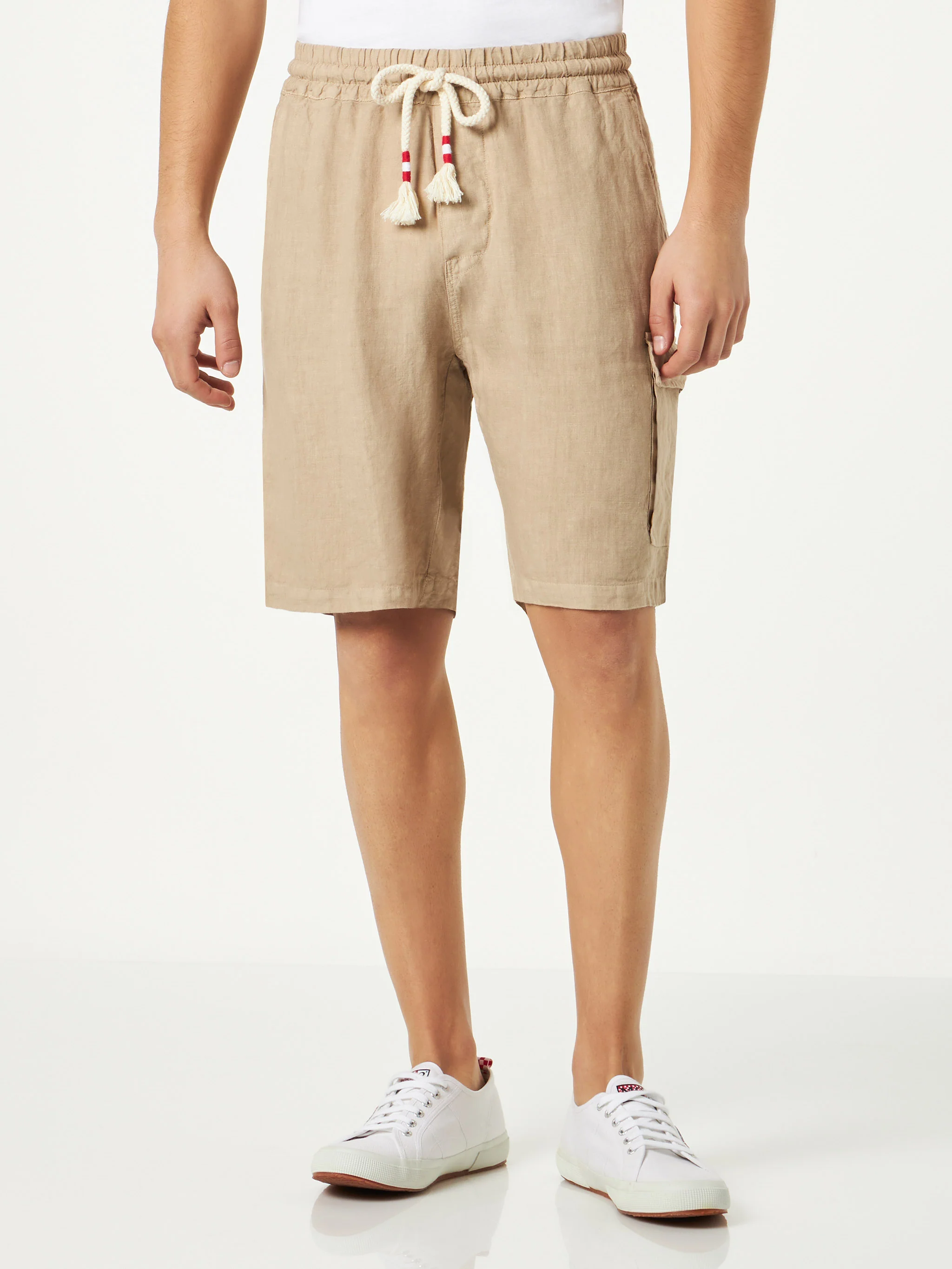 Beige linnen Bermudashorts voor heren