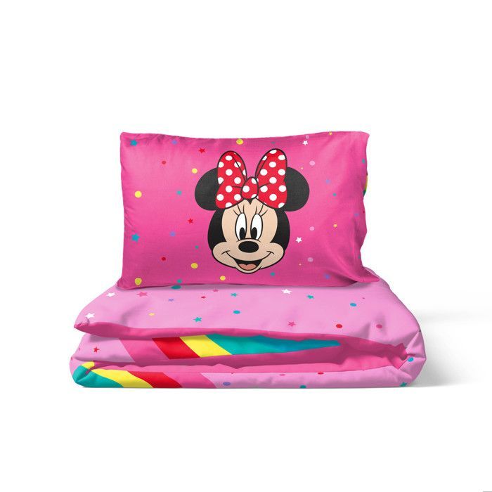 Set copripiumino singolo Disney Minnie Mouse Arcobaleno 100% cotone – Include federa 50 x 70 cm