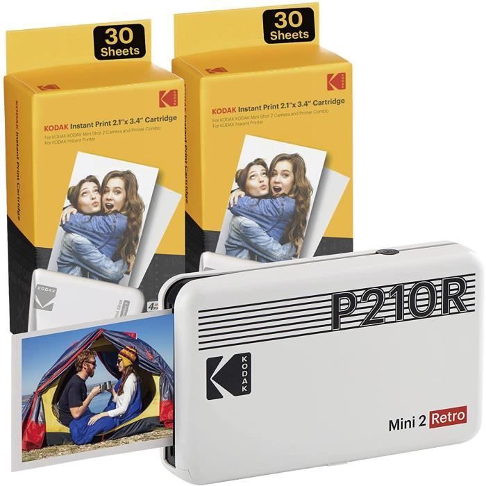 Imprimante Photo Mobile - Kodak - Mini 2 - Bluetooth - 5,4 x 8,6 cm - 68 Photos Incluses