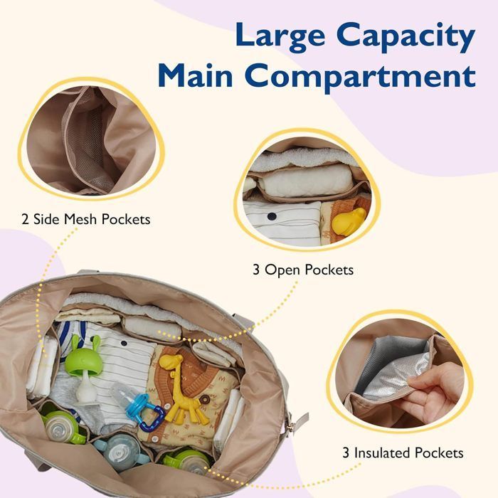 Bolso cambiador para bebé, bolso de gran capacidad, bolso cambiador de viaje, bolso para hospital para recién nacidos con bolsillo para chupete - Negro