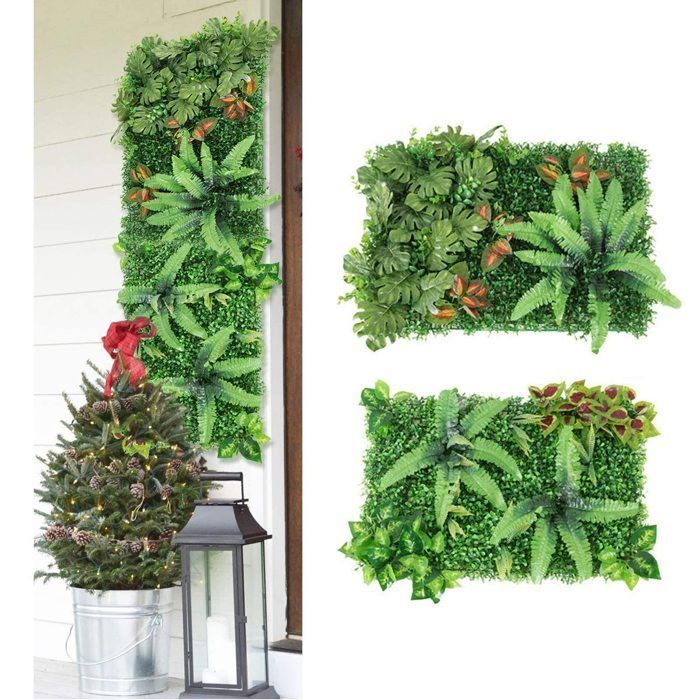 2 stuks kunstplanten wandpanelen, nep plantenpanelen met bladeren, realistische plantendecoratie 60 x 40 cm