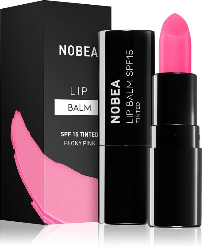 NOBEA kasdienis lūpų balzamas SPF 15. Tonuotas balzamas su SPF 15.