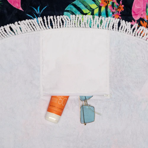 Cabaia Serviette ronde Boracay bleu marine