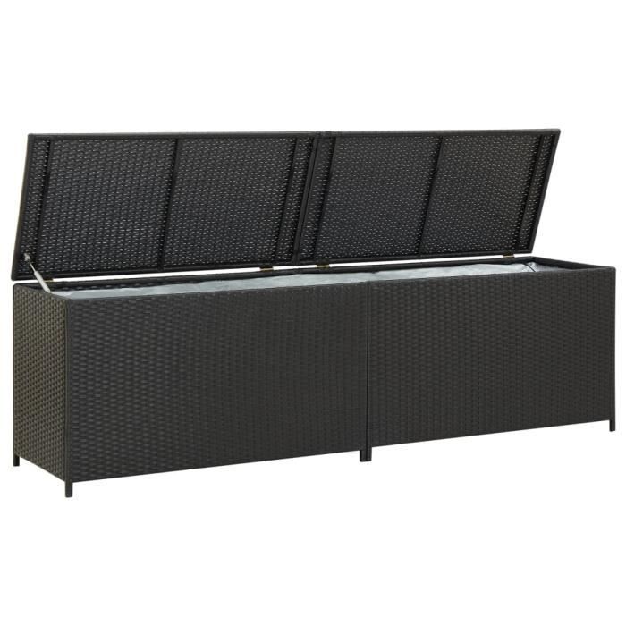 Opbergkist - vidaXL - 200x50x60 cm - Geweven hars - Zwart - Weerbestendig