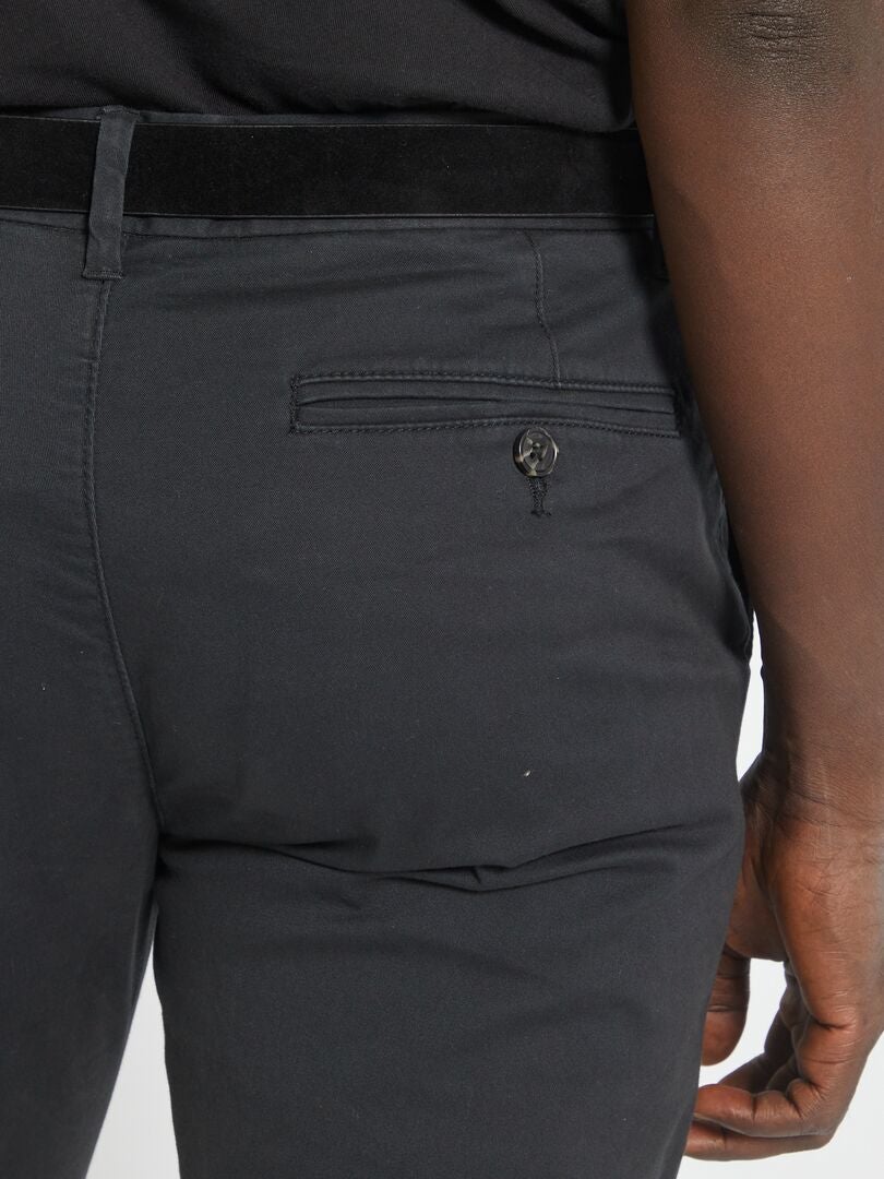 Pantalones chinos ajustados con cinturón - Talla L32 - Negro