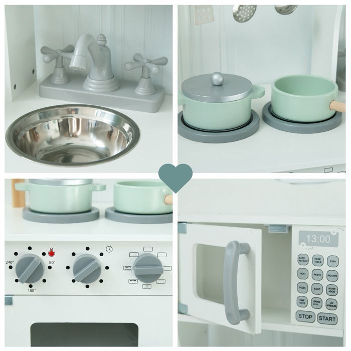 Cuisine enfant en bois MAMABRUM - Micro-ondes Four Évier Accessoires