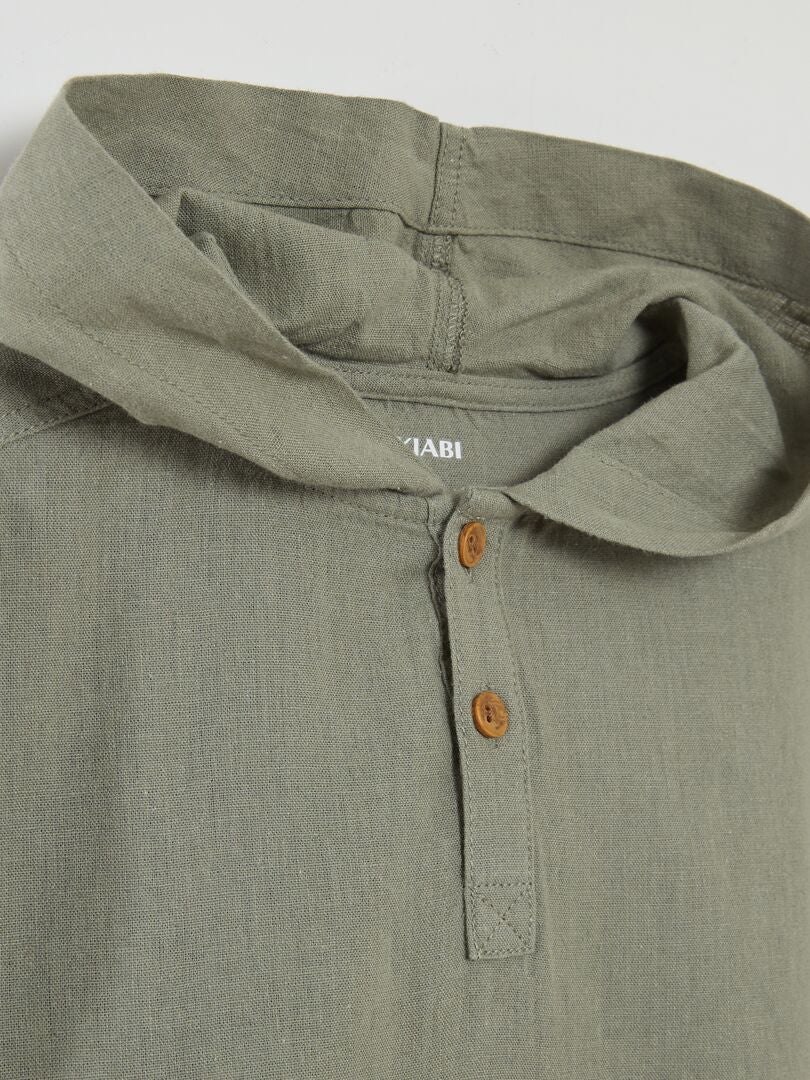 Camisa de lino y algodón - VERDE