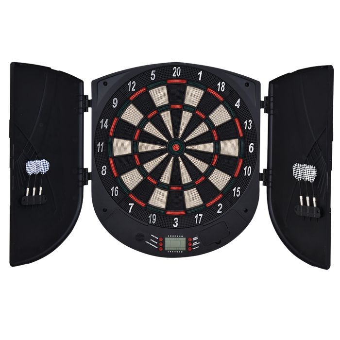 Elektronisch dartbord - HOMCOM - opvouwbaar, 26 spellen, 8 spelers, LCD-display - kunststof - zwart