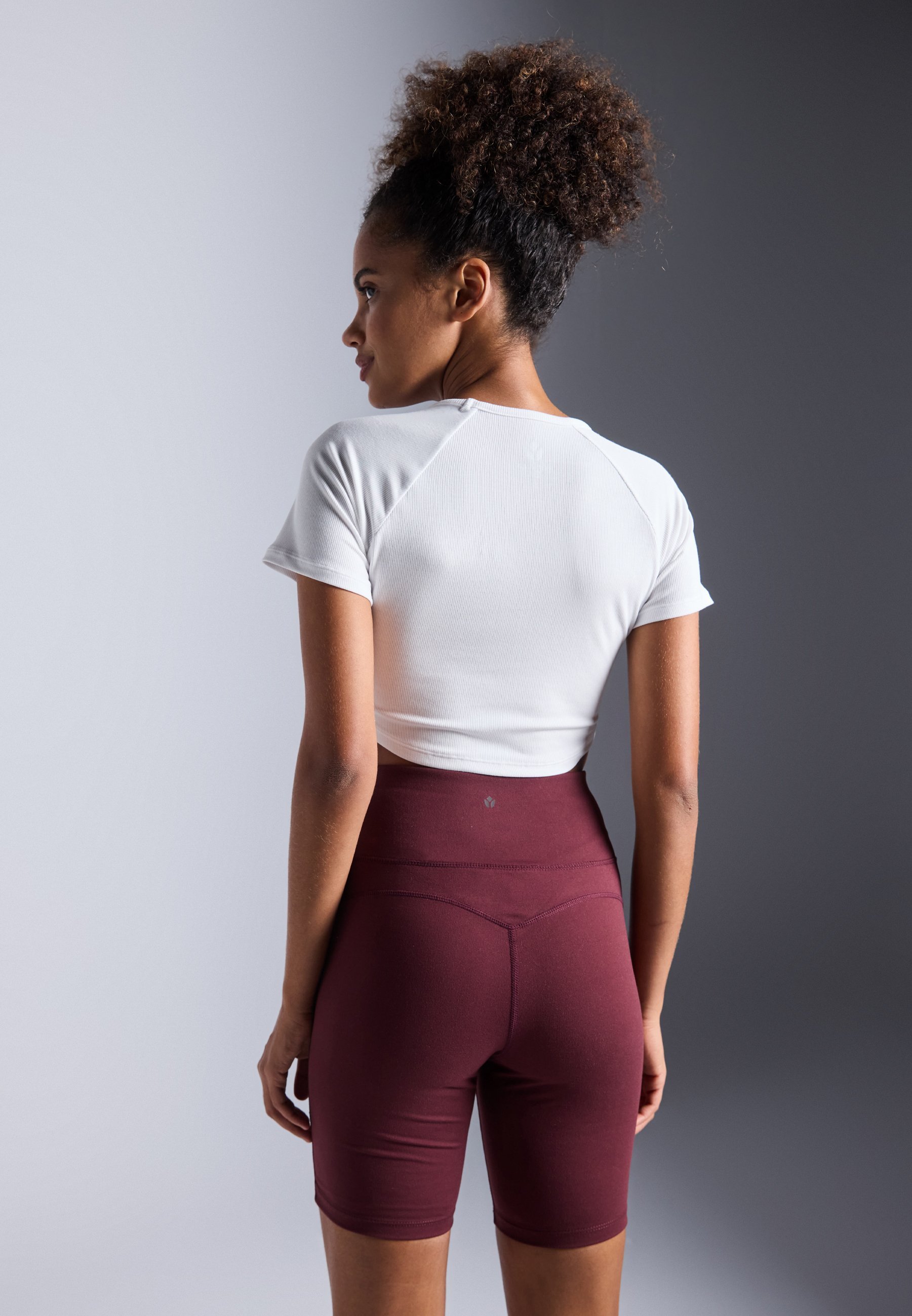T-shirt Even&Odd active ESSENTIAL CROPPED FINE RIB - T-shirt basic - bianco sporco