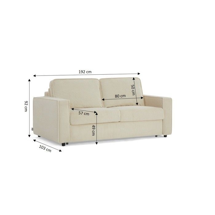 Sofá cama convertible de 3 plazas ROYAL Express en pana beige.