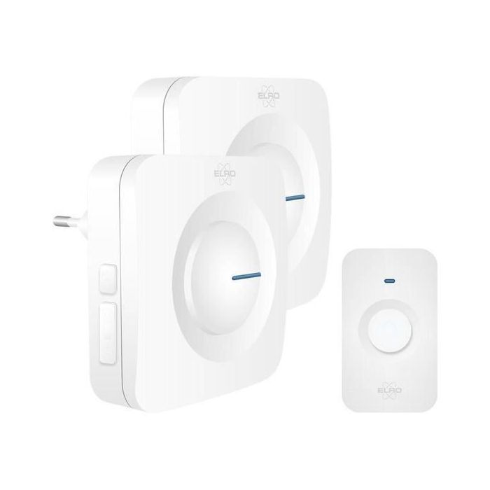 ELRO DB3000 Draadloze Deurbel - 2 Ontvangers - 64 Melodieën - Bereik van 300 m - Wit