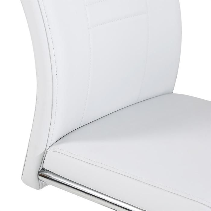 Juego de 4 sillas de comedor o cocina LOANO, silla voladiza con asiento acolchado y patas de metal cromado, color gris.