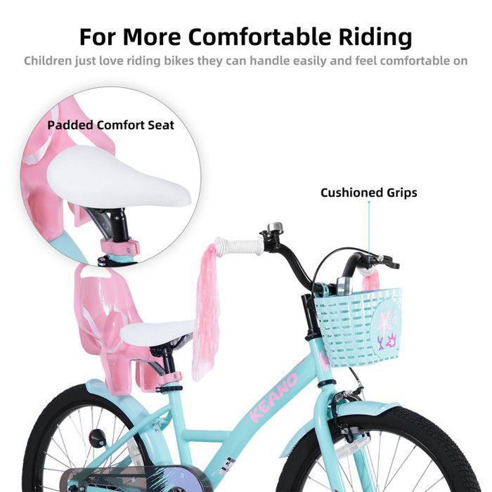 Vélo pour enfants - JOYSTAR - 20 pouces - Avec panier noir et siège pour poupée - Convient aux enfants âgés de 7 à 13 ans - Vert