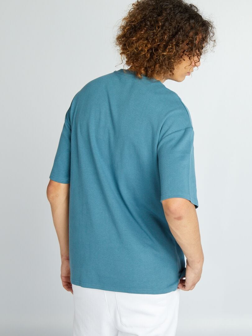 Camiseta de cuello redondo con bolsillo en el pecho - azul oscuro