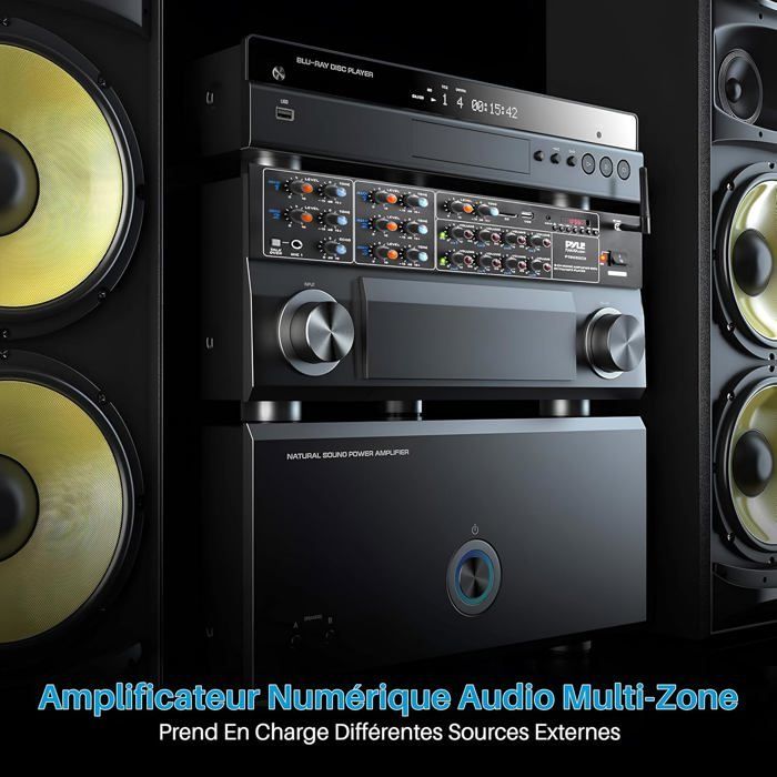 Pyle 4000W 8-Kanal Multi-Zone Rack-Bluetooth-Verstärker für Heimkino & Karaoke