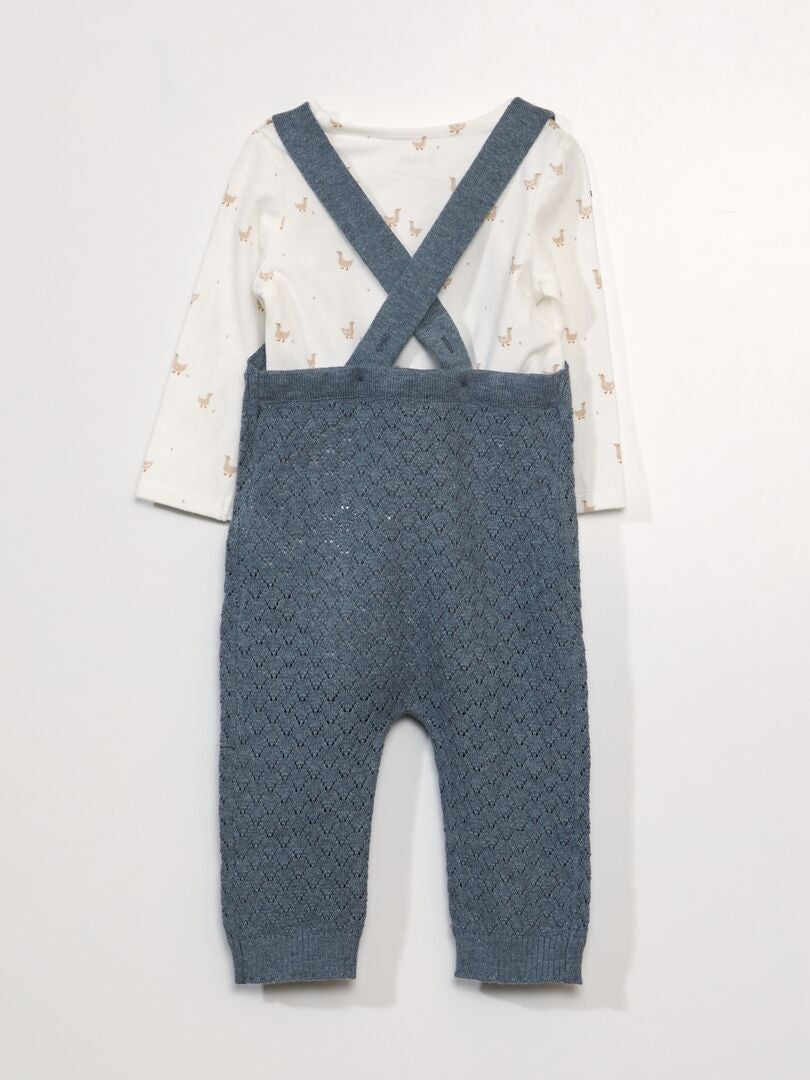 Conjunto de Body e Jardineira para Bebê - 2 Peças - Bege
