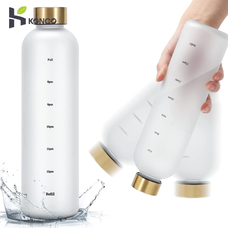 Gourde 1L avec indicateur de temps, idéale pour le sport et les voyages en extérieur. Étanche et sans BPA.