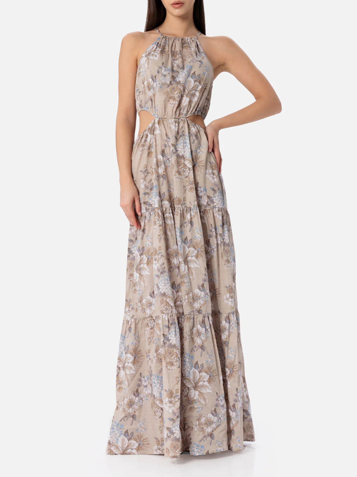 Lange jurk voor dames van Kaby met bloemenprint