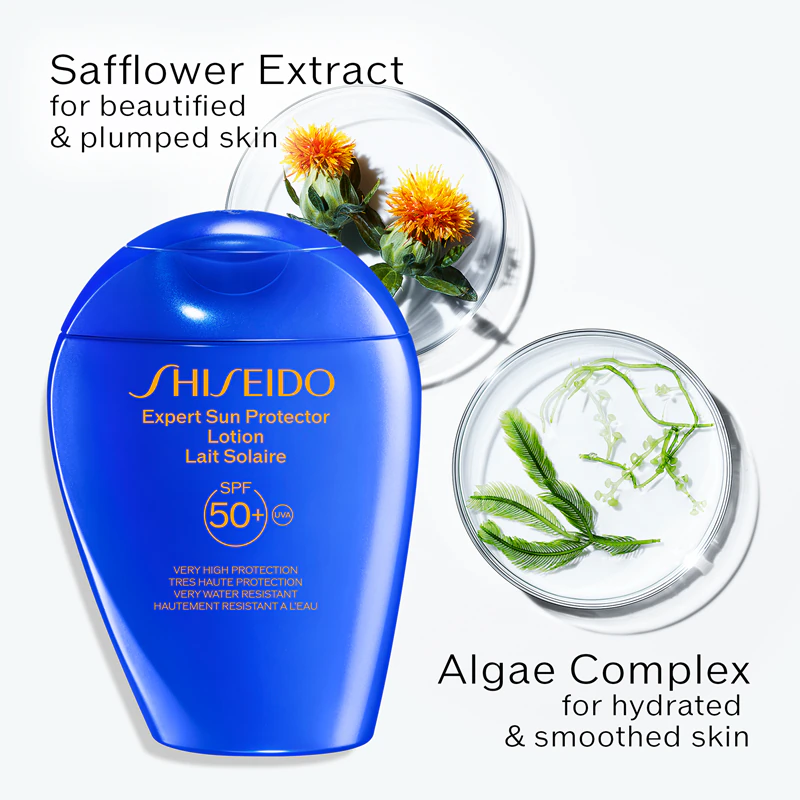 Loção Protetora Solar Shiseido Expert FPS 50+ para rosto e corpo