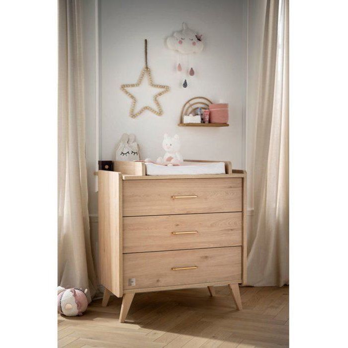 Conjunto de dormitorio infantil Trio: cuna de 120 x 60 cm + cómoda de 3 cajones + armario en roble liso - Arty - SAUTHON