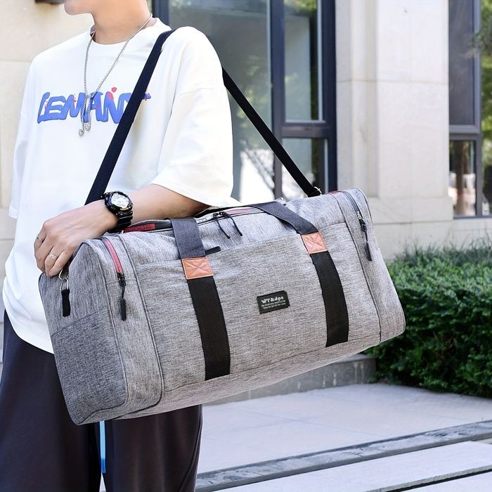 Bolsa de viaje plegable - Múltiples bolsillos - Gris - Tamaño grande - Plegable