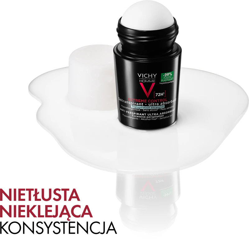 Desodorante antitranspirante roll-on Vichy Homme contra transpiração excessiva.