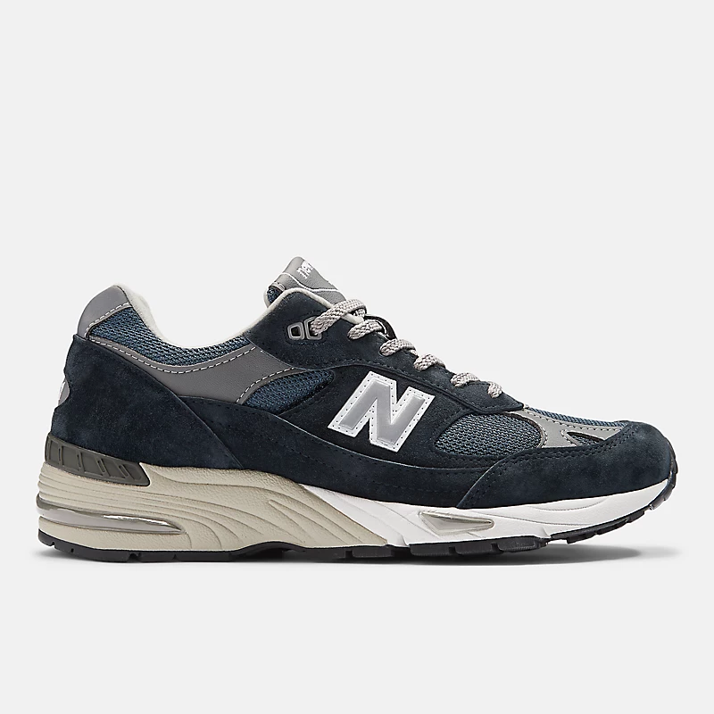 Męskie buty MADE in UK 991v1 – granatowe z szarym