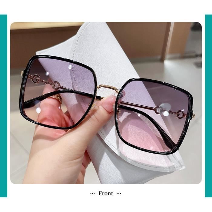 Lunettes de soleil femme - new fashion premium sense ins protection uv lunettes de soleil d’extérieur-Cadre or noir