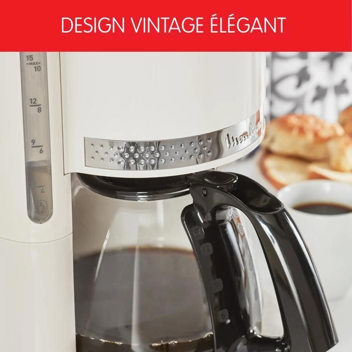 Caffettiera a filtro Moulinex Ivory Sun, design vintage, capacità 1,25 l, FG381A10