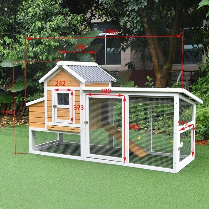 Gallinero con techo reforzado, techo de plástico, para hasta 6 gallinas, color naranja.