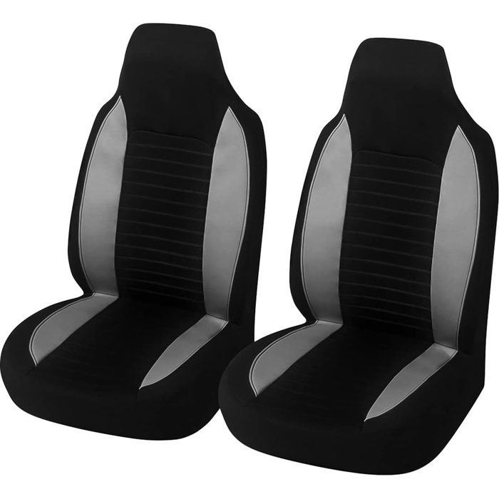 fundas para asientos delanteros de coche, fundas de una sola pieza para asientos individuales, transpirables, universales para SUV/camionetas, negro/gris