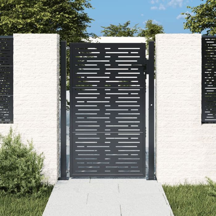 vidaXL Garden Gate, Patio Gate, Security Barrier, Outdoor Terrace Gate, Anthracite 105x130 cm Steel 153192