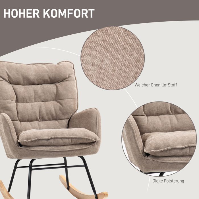 Mecedora, sillón, silla de lactancia con estampado de chenilla, mecedora con capacidad de peso de hasta 120 kg.