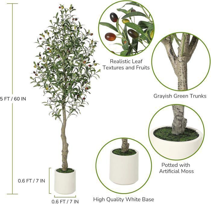 FLEUR-PLANTE ARTIFICIELLE - Arbre Artificiel - Artificielle Olivier - H 180cm