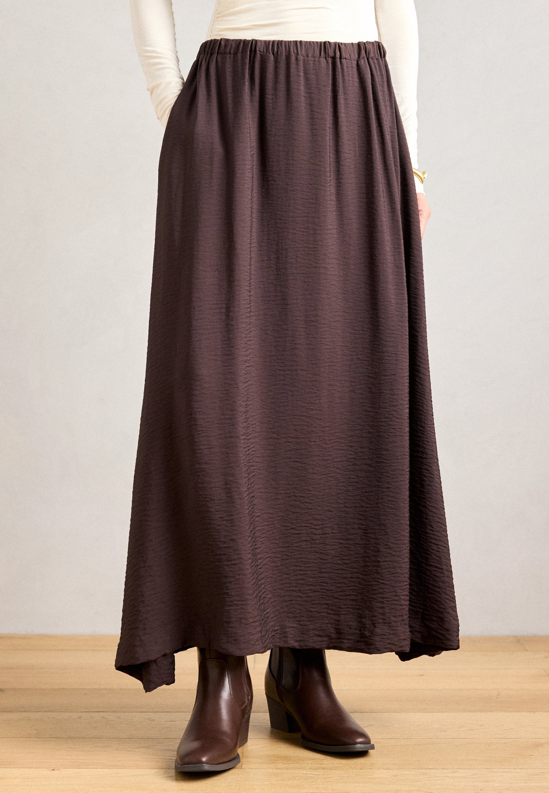 Jupe Lindex KAMALA - Jupe longue - marron foncé