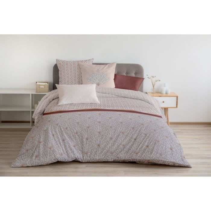 Duvet cover set - HOME LINGE PASSION - LOUXOR - Terracotta - 100% cotton 57 threads - 220x240 cm