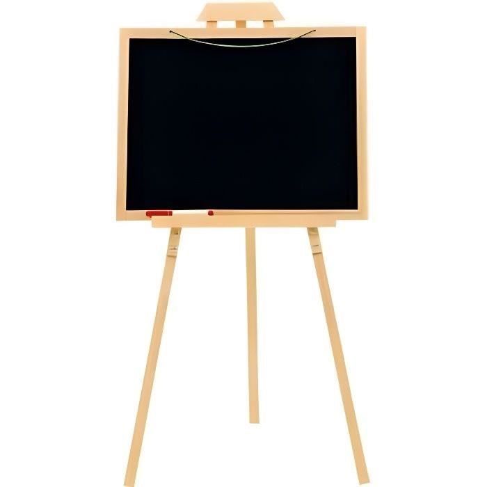 JEUJURA Wooden Creative Easel - Reversible and Hanging Chalkboard - Magnetic Letters and Accessories Included